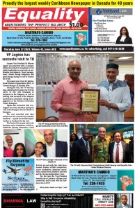 Equality Newspaper Canada - June 27, 2024 - VP Jagdeo has successful visit to TO