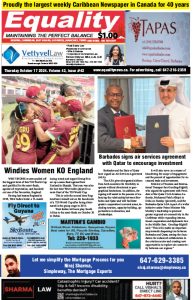 Equality Newspaper Canada - October 27, 2024 - Barbados signs air services agreement