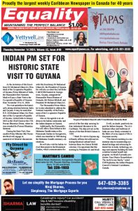 Equality Newspaper Canada - November 14, 2024 - Indian PM set for Historic State visit to Guyana